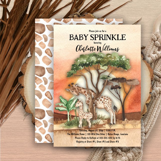 Convite Mãe e bebê Girafa Safari Baby Sprinkle (Criador carregado)