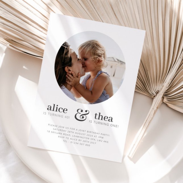 Convite Mãe e Criança - Aniversário Conjunto de Fotografia (Mom and Child - Photo Joint Birthday Invitation 1)