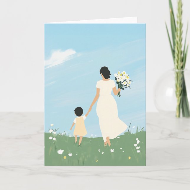 Convite Mãe e Criança em um Prado Sorrente (Frente)