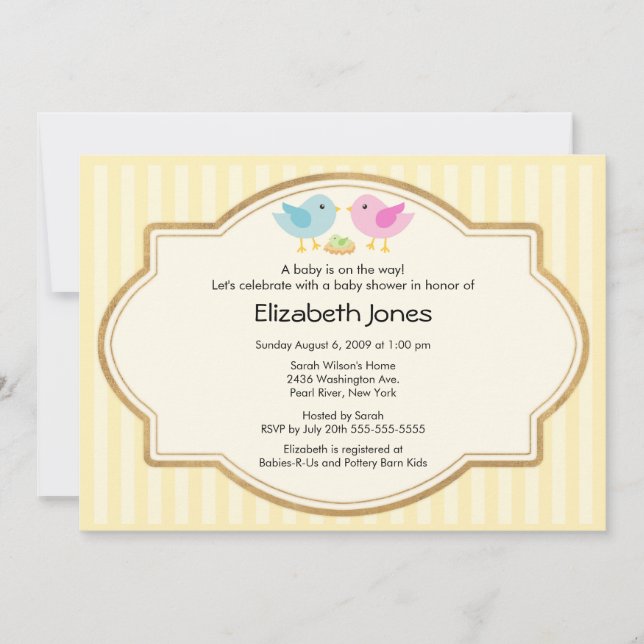 Convite Mãe e Pai Pássaro e Chá de fraldas Pássaro (Frente)