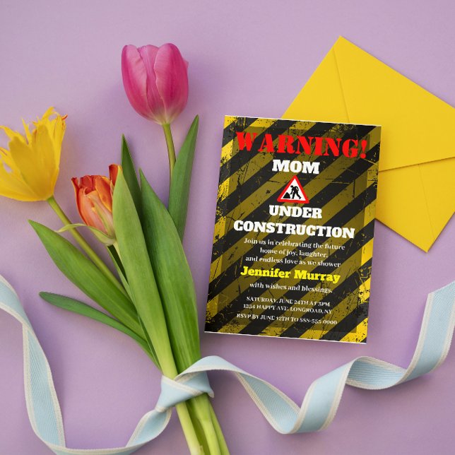 Convite Mãe Em Construção | Chá de fraldas moderno cômodo (Criador carregado)