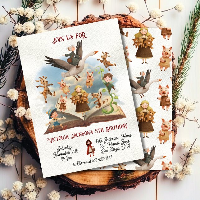 Convite Mãe Goose encantou Festa de aniversário de Storybo (Criador carregado)