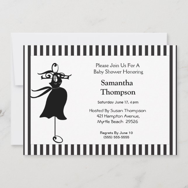 Convite Mãe para ser chamada de Chá de fraldas Silhouette (Frente)