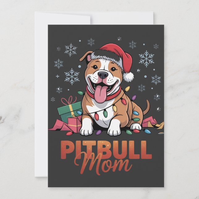 Convite Mãe Pitbull Natal Chapéu de Papai Noel Pitbull Cac (Frente)