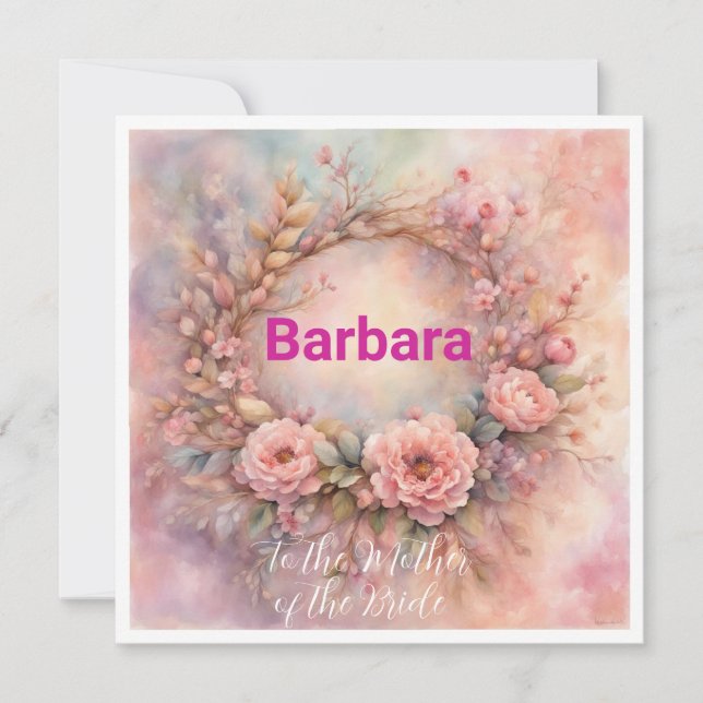 Convite Mãe Romântica do Noivo Nome Personalizado (Frente)