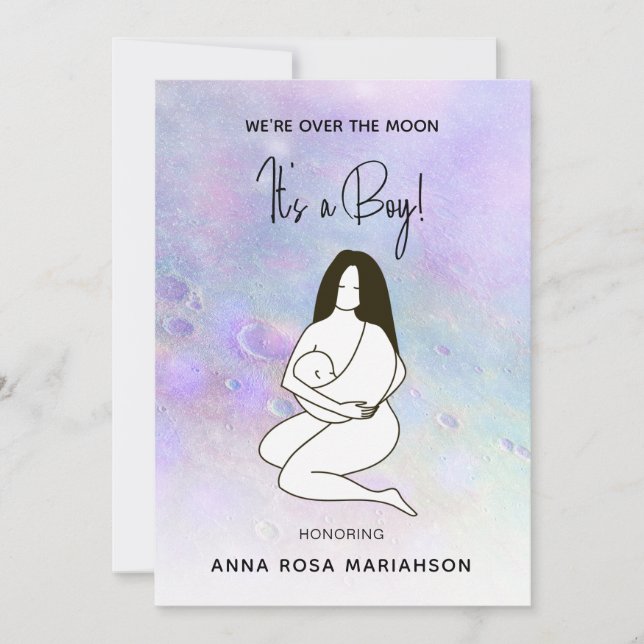 Convite * Mãe segurando o bebê Chá de cratera de lua (Frente)