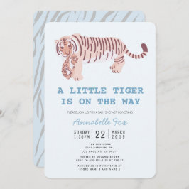 Convite Mãe Tiger - Carregar Cub Blue Chá de fraldas Convi