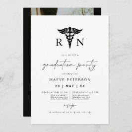 Convite MAEVE Black and White Medical RN Nurse Graduation