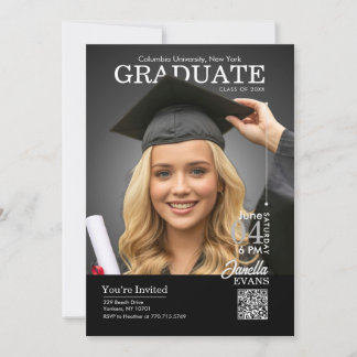 Convite Magazine Cover Graduation Black