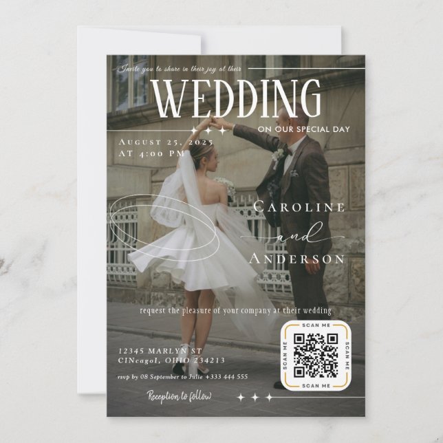 Convite Magazine Cover Wedding Invitation (Frente)