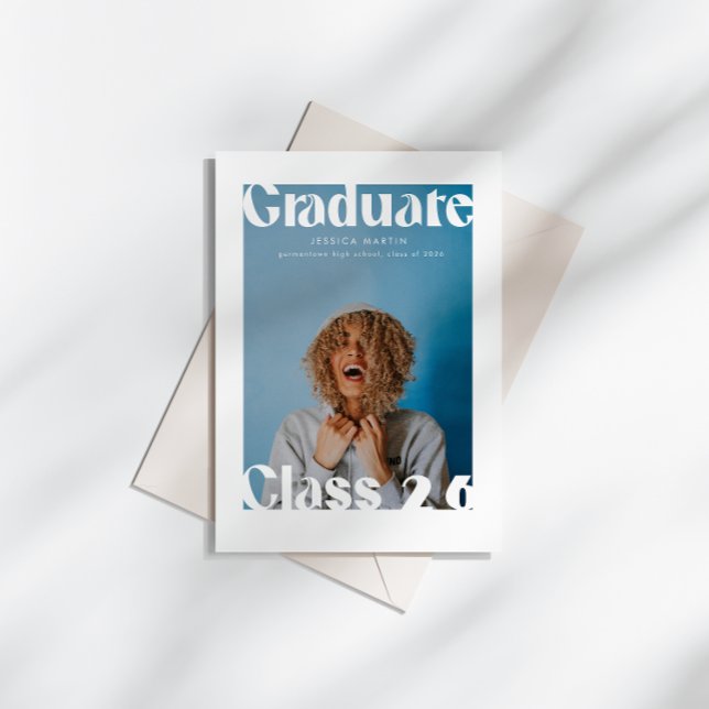 Convite Magazine Inspired Cover Bold Grad Announcement (Criador carregado)