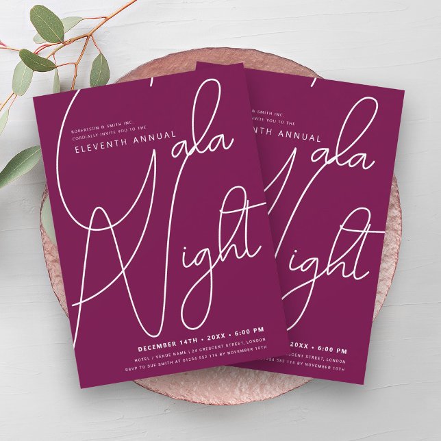 Convite Magenta da empresa GALA mínima moderna (Modern Minimal GALA Company Business Magenta Invitation)