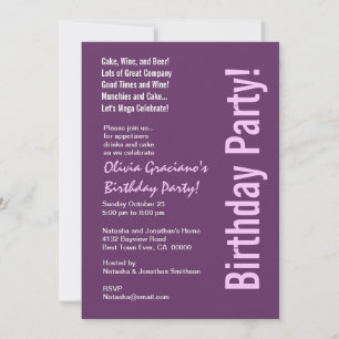 Convite Magenta de Aniversário Moderno e Modelo Rosa