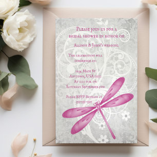 Convite Magenta Dragonfly Chá de panela Invite