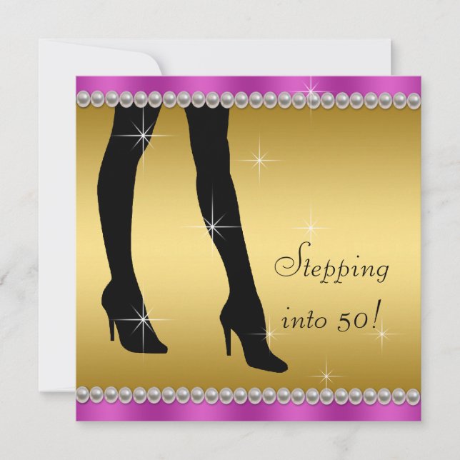 Convite Magenta Elegante e Festa de aniversário Dourada (Frente)