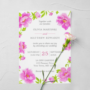 Convite magenta floral do casamento das peônias