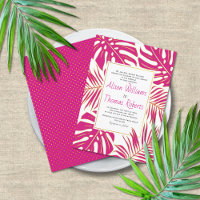 Magenta pink tropical monstera palm leaves wedding