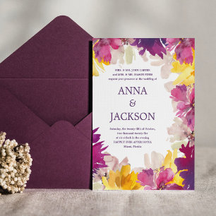 Convite Magenta Rosa Roxo Jardim Botânico Casamento