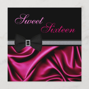 Convite Magenta Satin e Gems Sweet 16 convidam