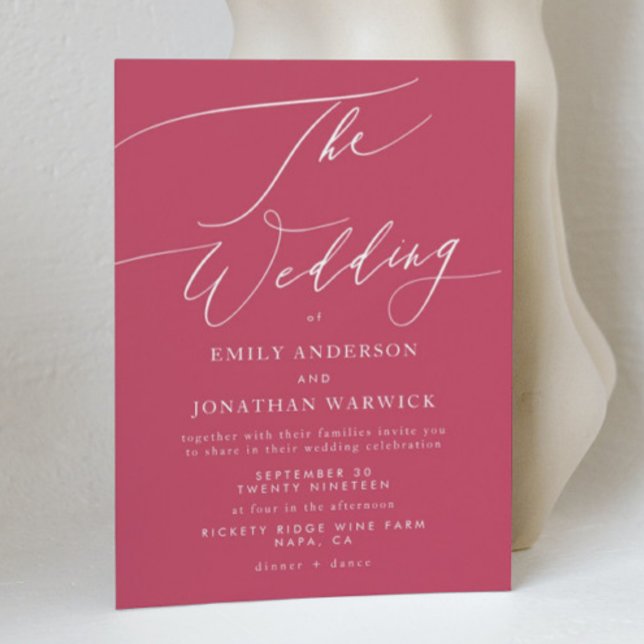 Convite Magenta Vermelha Moderna Simples (Criador carregado)