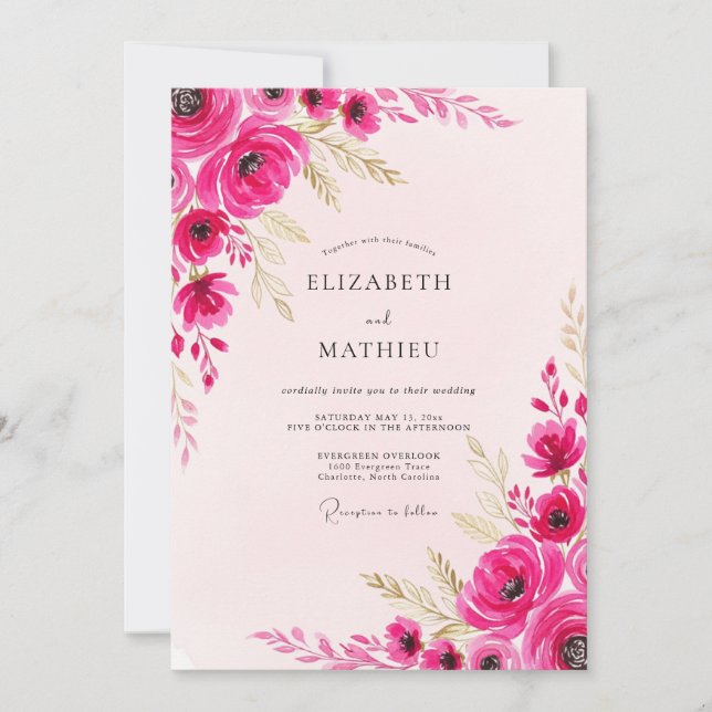 Convite Magenta Vibrant Spring Wedding (Frente)