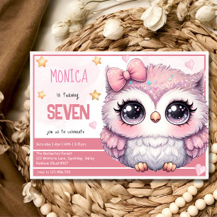 Convite Magia caprichosa de coruja pastel aniversário de c
