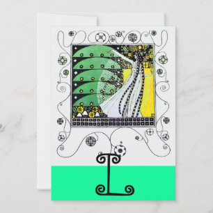 Convite MAGIA DA PRIMAVERA, amarelo brilhante verde preto