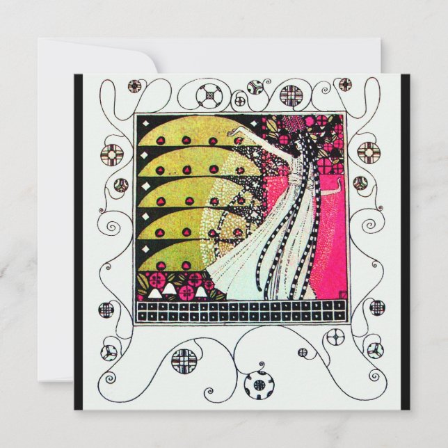 Convite MAGIA DA PRIMAVERA, Fuchsia,Amarelo Verde,Preto (Frente)