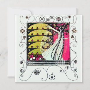 Convite MAGIA DA PRIMAVERA, Fuchsia,Amarelo Verde,Preto