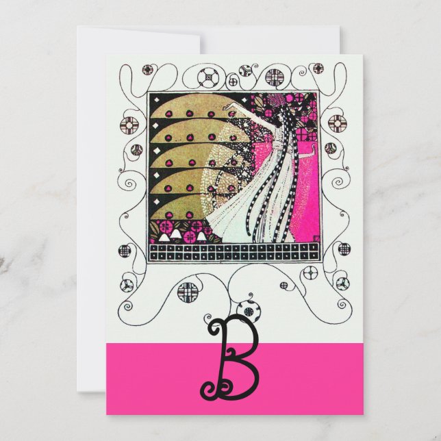 Convite MAGIA DA PRIMAVERA, Fuchsia,Amarelo Verde,Preto (Frente)