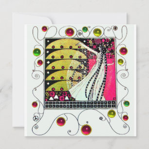 Convite MAGIA DA PRIMAVERA, Fuchsia,Amarelo Verde,Preto