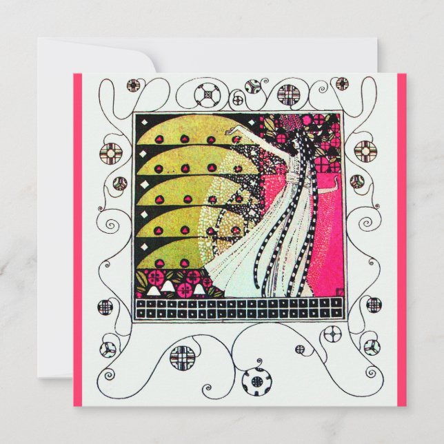 Convite MAGIA DA PRIMAVERA, Rosa,Amarelo Verde,Preto (Frente)