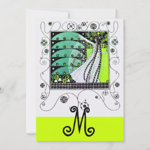 Convite MAGIA DA PRIMAVERA, verde amarelo brilhante preto
