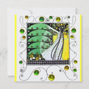 Convite MAGIA DA PRIMAVERA verde branco amarelo claro