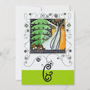 Convite MAGIA DA PRIMAVERA, verde brilhante  preto amarelo