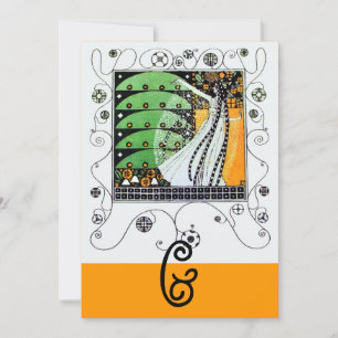 Convite MAGIA DA PRIMAVERA, verde brilhante  preto amarelo