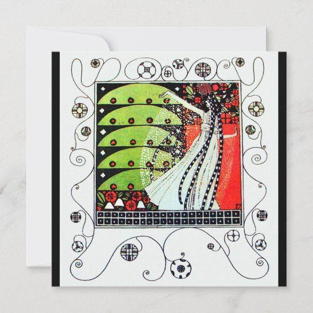 Convite MAGIA DA PRIMAVERA, vermelho brilhante preto branc (Frente)