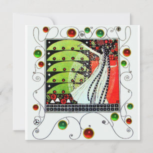 Convite MAGIA DA PRIMAVERA vermelho preto branco verde