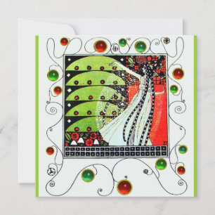 Convite MAGIA DA PRIMAVERA vermelho preto branco verde bri