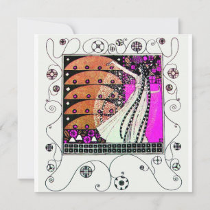 Convite MAGIA DA PRIMAVERA violeta branco marrom brilhante