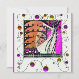 Convite MAGIA DA PRIMAVERA violeta preto marrom brilhante