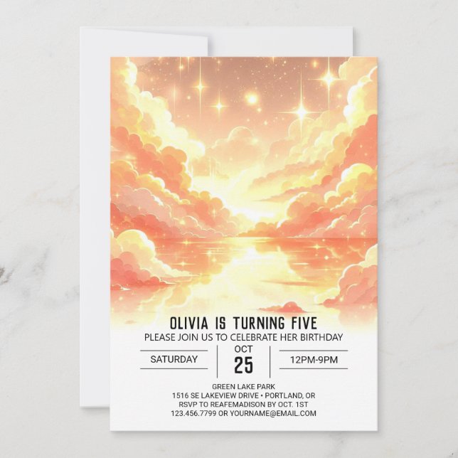 Convite Magia Fantasy Celestial Digital Birthday (Frente)