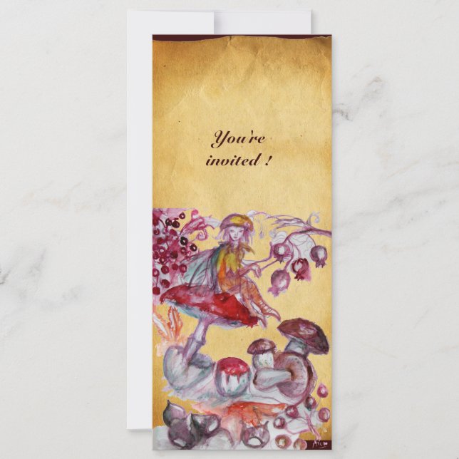Convite MAGIA FOLHETO DE COGUMELOS pergaminho (Frente)