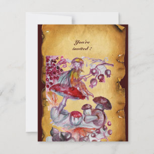Convite MAGIA FOLHETO DE COGUMELOS pergaminho