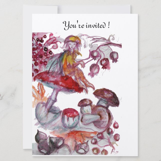 Convite MAGIA FOLHETO DE COGUMELOS prata (Frente)