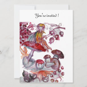 Convite MAGIA FOLHETO DE COGUMELOS Vermelho Branco Anivers