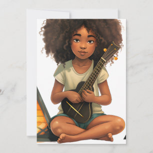 Convite Magia negra de menina guitarra melanina meninas de