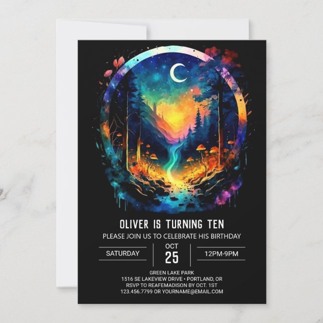 Convite Magic Adventure Aguarda o Grove Birthday (Frente)