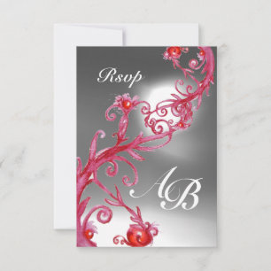 Convite MAGIC BERRIES 4,MONOGRAM Red Crystal Rsvp