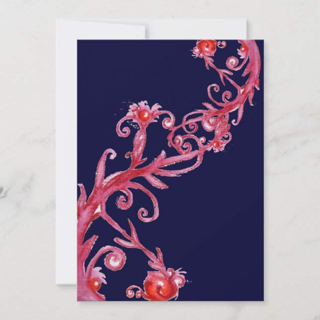 Convite MAGIC BERRIES, azul vermelho (Frente)